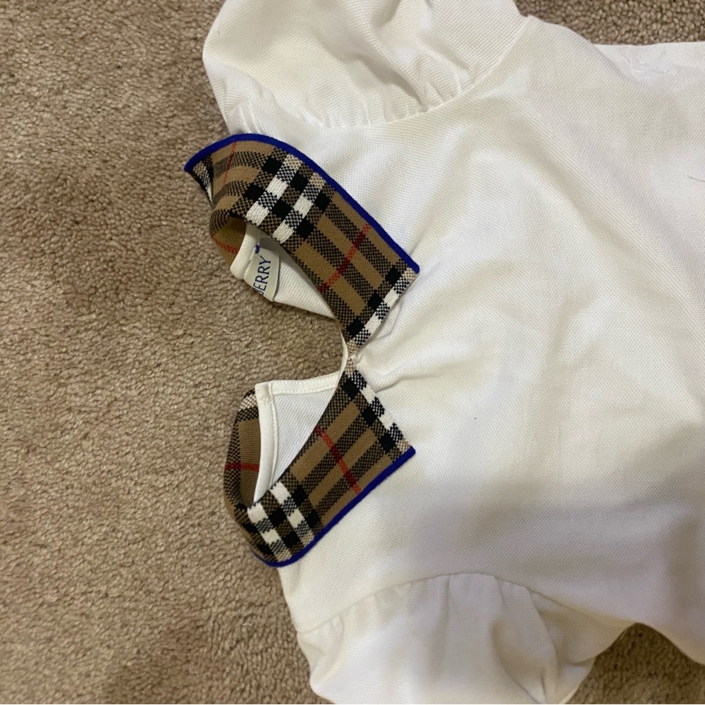 Burberry Kids Ivory Blouse with Check Collar